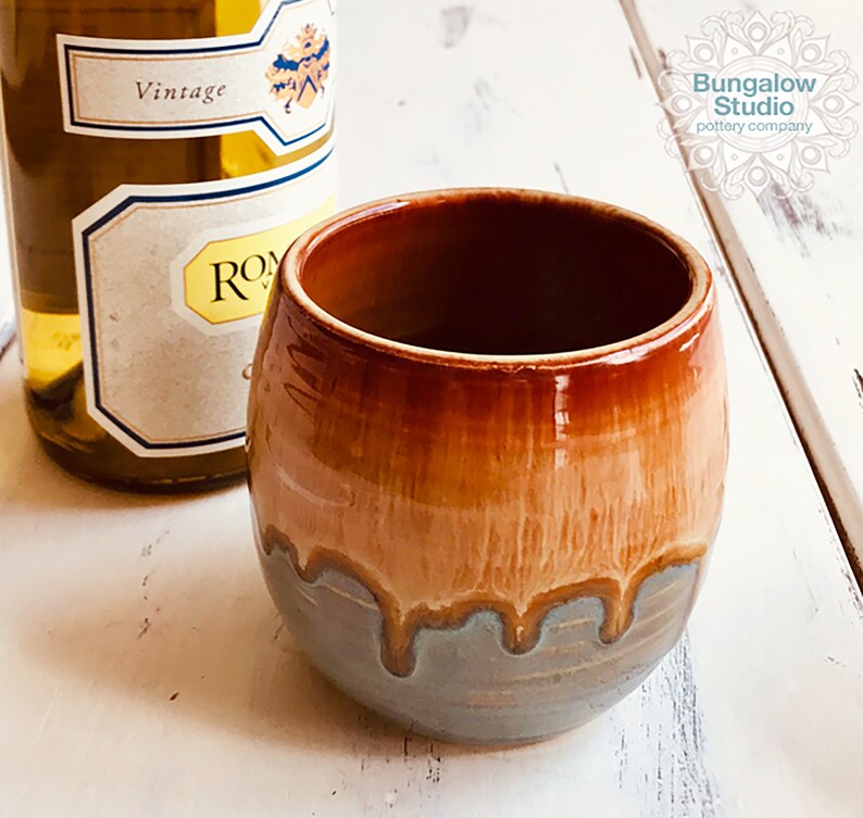 Ceramic Wine Tumbler, Stemless Wine Glass, Pottery Cups