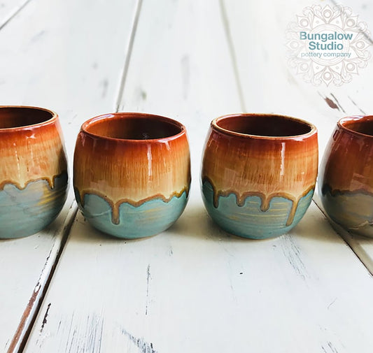 Ceramic Wine Tumbler, Stemless Wine Glass, Pottery Cups