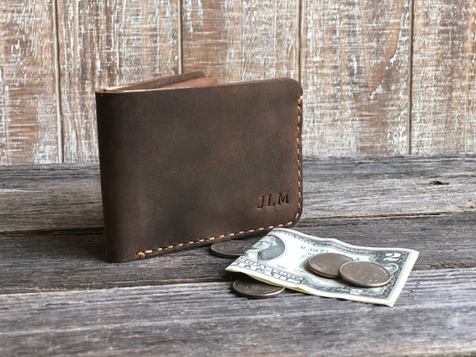 Mens Wallet with Coin Pocket, Men’s coin wallet, Personalized Bifold Wallet, Monogram Mens wallet, Gift for him