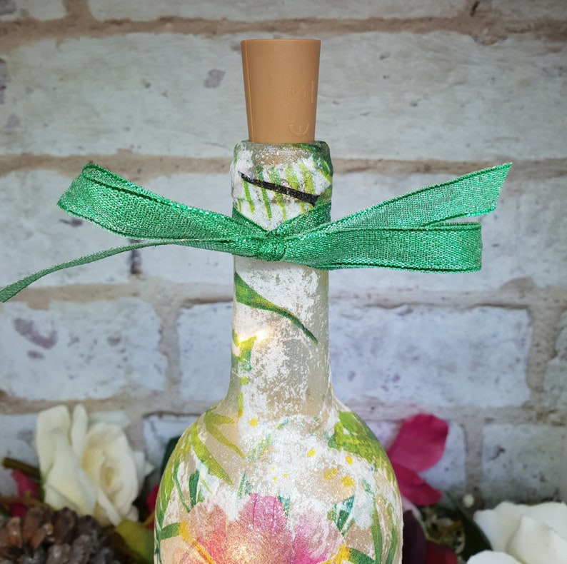 Hummingbird Bottle Lamp | Handmade LED Glass Bottle Light | Bird Lover Gift | Nature Home Decor