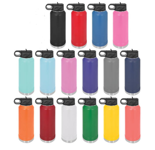 Laser Engraved 32 oz Polar Camel Water Bottle – Distressed American Flag, Insulated Stainless Steel Tumbler, Patriotic Gift