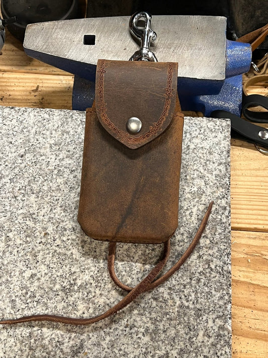 Handmade Leather Saddle Phone Case, Full Grain Leather, Amish Made in USA