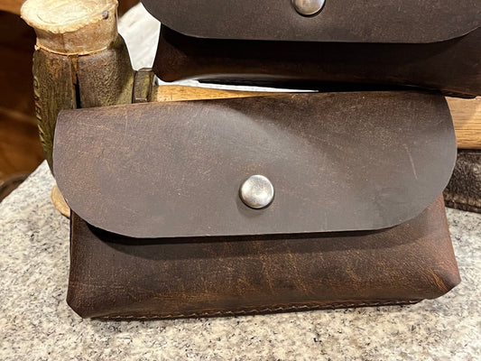 Handmade Leather Horizontal Phone Case, Full Grain Buffalo Leather Holster, Made in USA