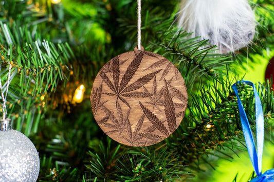 Marijuana Leaves Wooden Ornament