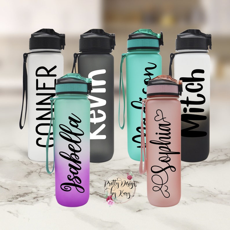 Custom Water Bottle | Water Bottle Tracker | Water Bottle With Hourly Time Tracker | Personalized Water Bottle With Straw | Monogram Gifts