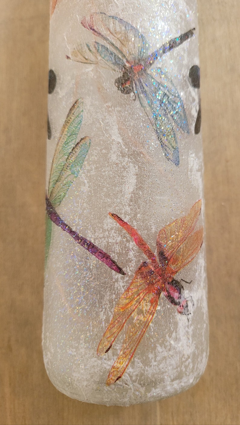 Dragonfly Bottle Lamp | Wildlife lover gift | Rustic Home Lighting | Decoupage Light