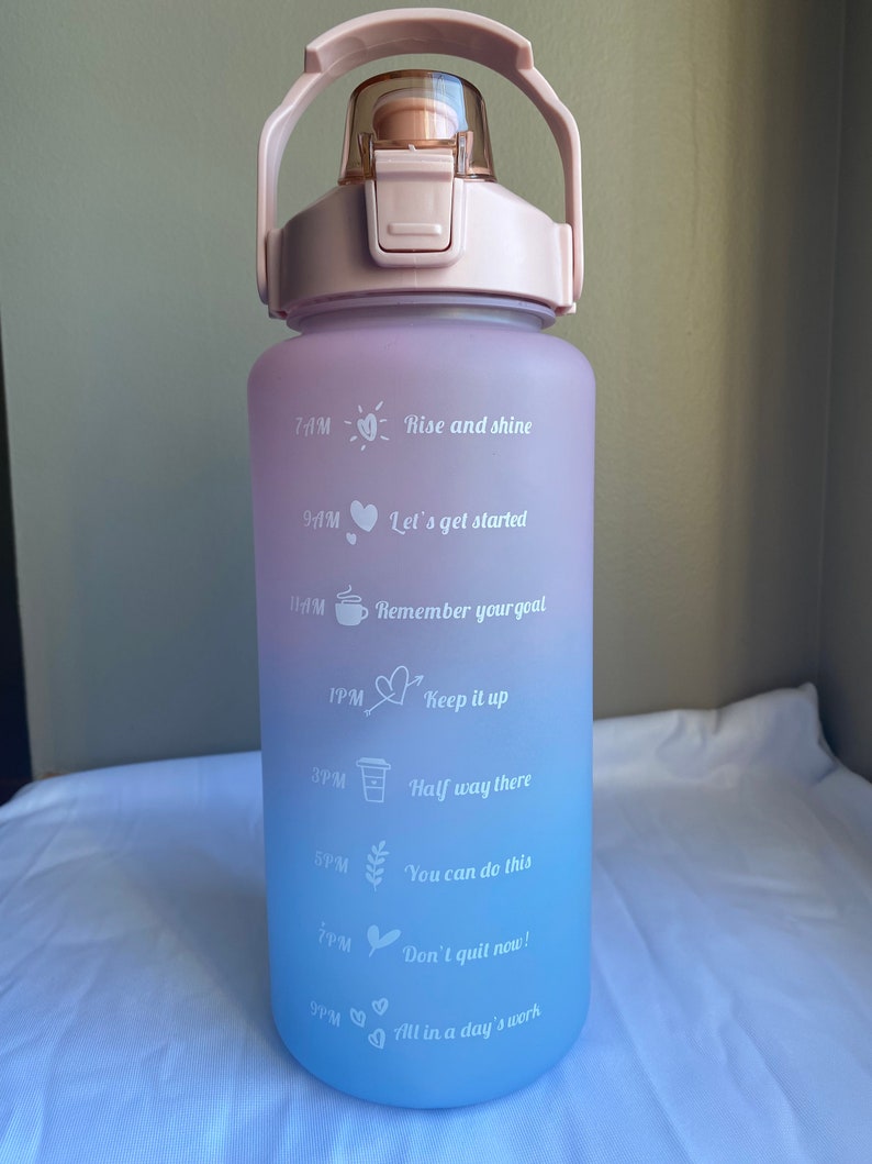 64oz Motivational Water Bottle with Time Marker & Straw