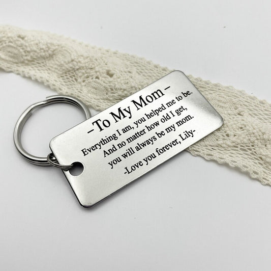 Mother's Day Keychain- Mother's Day Gift - To My Mom - Personalized, Rectangle, Stainless Steel, Laser engraved Key Chain