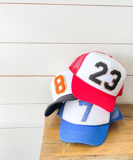 Custom Number Trucker Hat - Retro Sports Team Hat