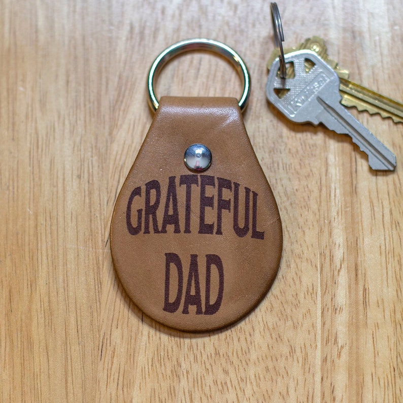 Grateful Dad Leather Keychain