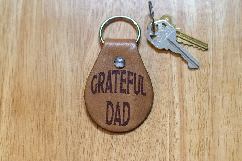 Grateful Dad Leather Keychain