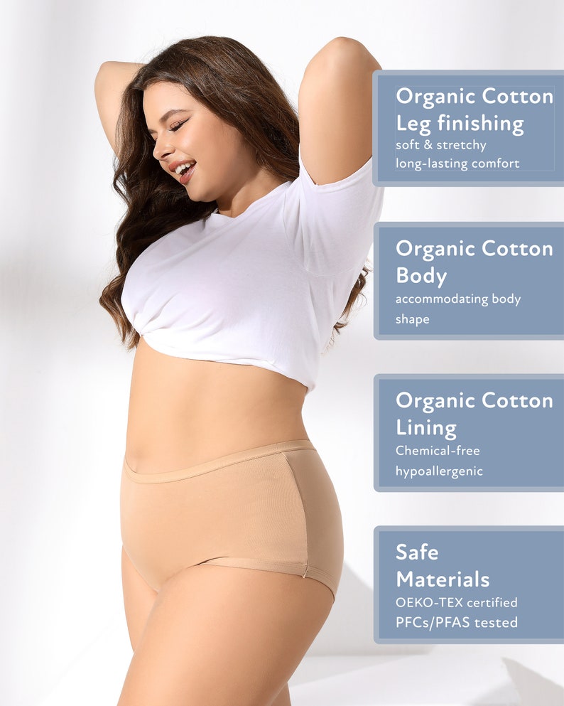 Goat Union Organic Cotton Boyleg Period Underwear for Women & Teens - Moderate Absorbency Period Panty