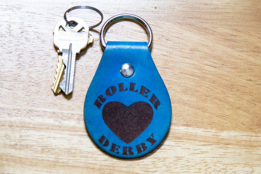 Roller Derby Love Leather Keychain