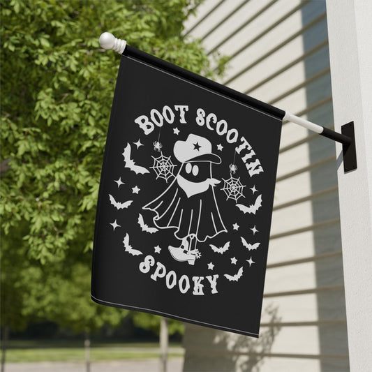 Cowboy Ghost Halloween Garden Flag: Boot Scootin' Spooky Western Decor