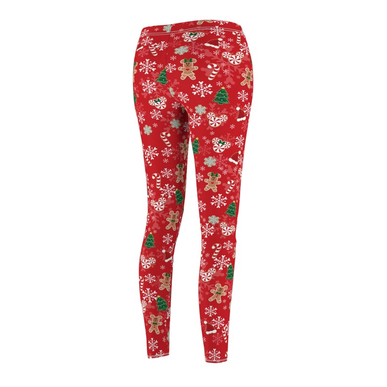 Mickey's Very Merry Christmas Party MVMCP Red Printed Legging | Women's Cut & Sew Casual Leggings - Snowflake Gingerbread Cookie