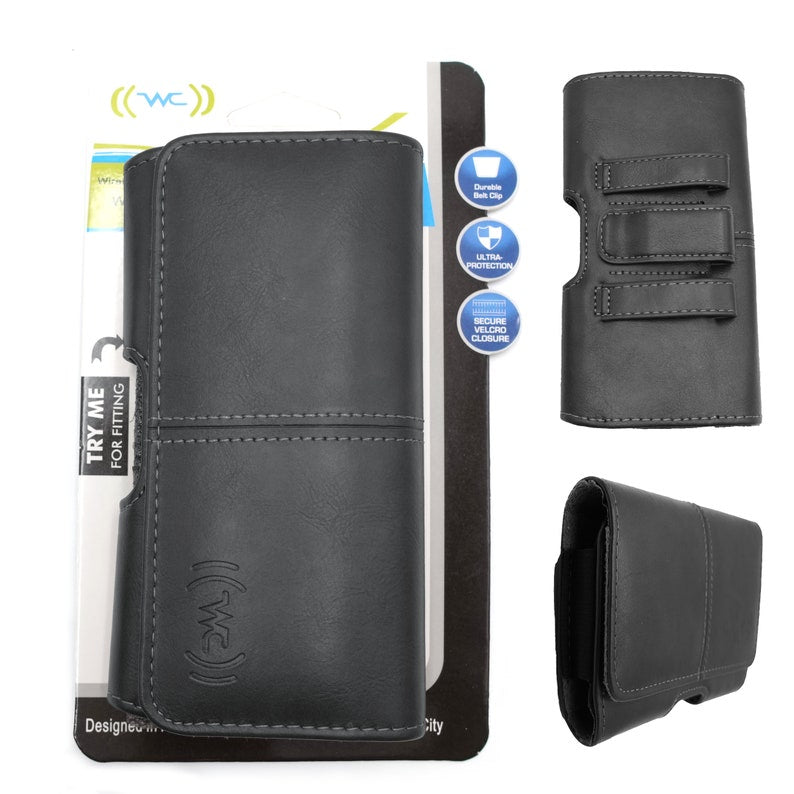 Cell Phone Holster, Genuine Leather Horizontal Belt Case, Belt Clip Phone Pouch, Leather Waist Holster for iPhone & Samsung, Gift for Men