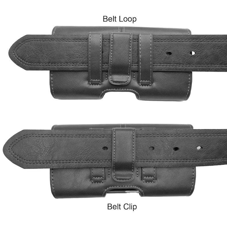 Cell Phone Holster, Genuine Leather Horizontal Belt Case, Belt Clip Phone Pouch, Leather Waist Holster for iPhone & Samsung, Gift for Men