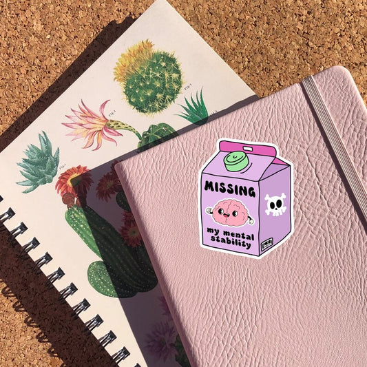 Missing My Mental Stability Sticker, Mental Health Awareness Sticker, Sarcastic Funny Sticker, Dark Humor, Cute Gift, Milk Carton Sticker