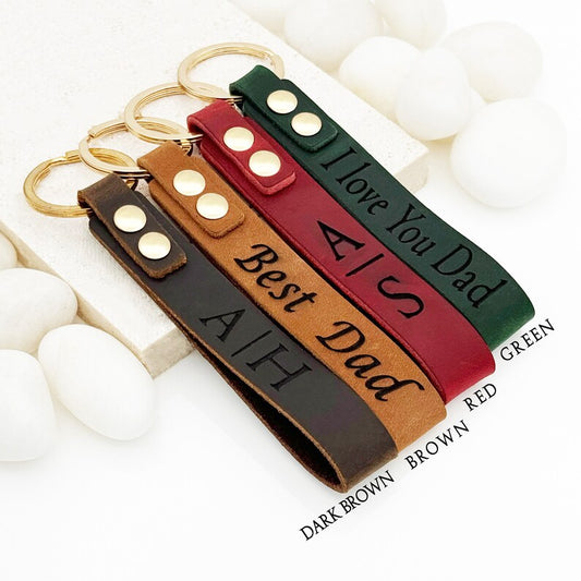 Personalized Leather Keychain • Custom Laser Engraved Gift