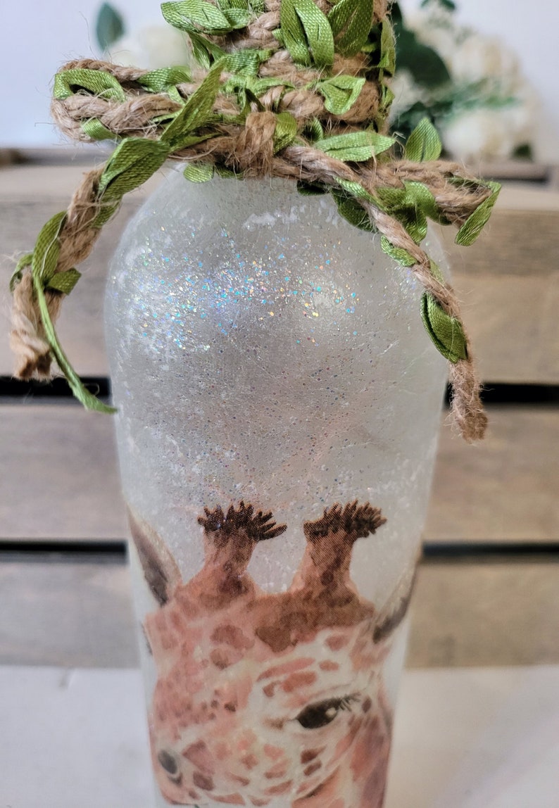 Giraffe Bottle Lamp | Safari Home Decor | Wildlife Gift | Handmade LED Bottle Light