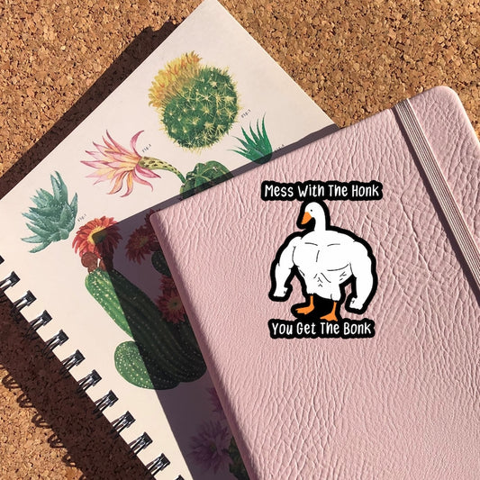 Mess With The Honk You Get The Bonk Sticker, Buff Goose Sticker, Funny Goose Meme, Funny Quote Decal, Duck Lover Gift, Jacked Goose