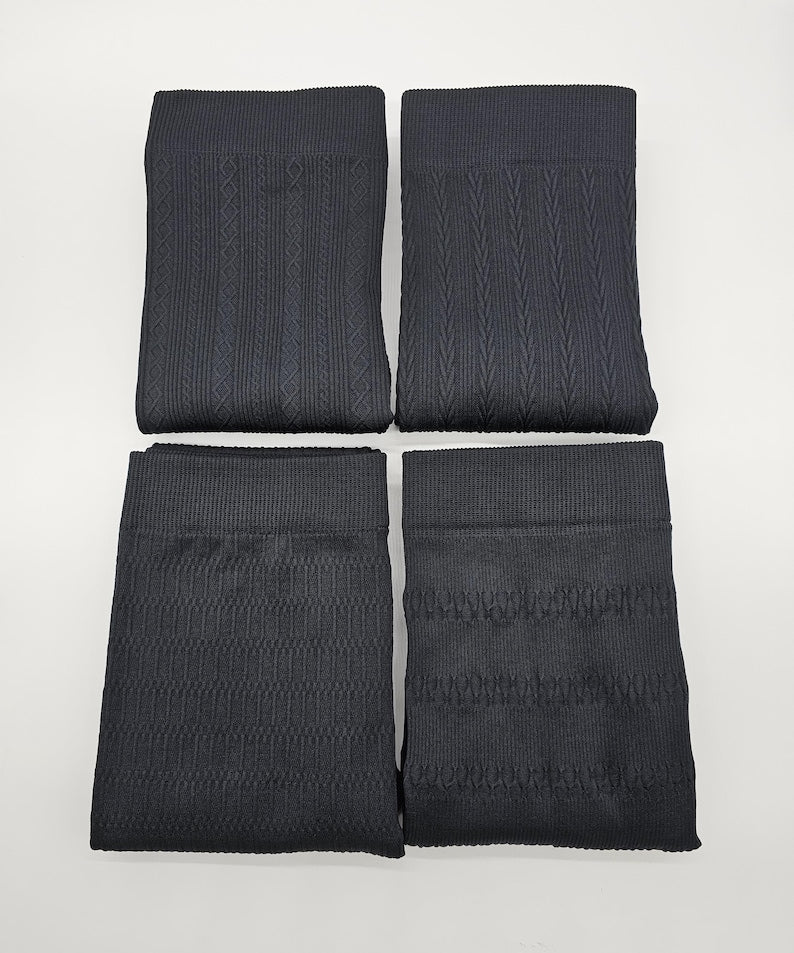 Textured Fleece Lined Winter Leggings: High Waist Seamless Assorted Black Pattern