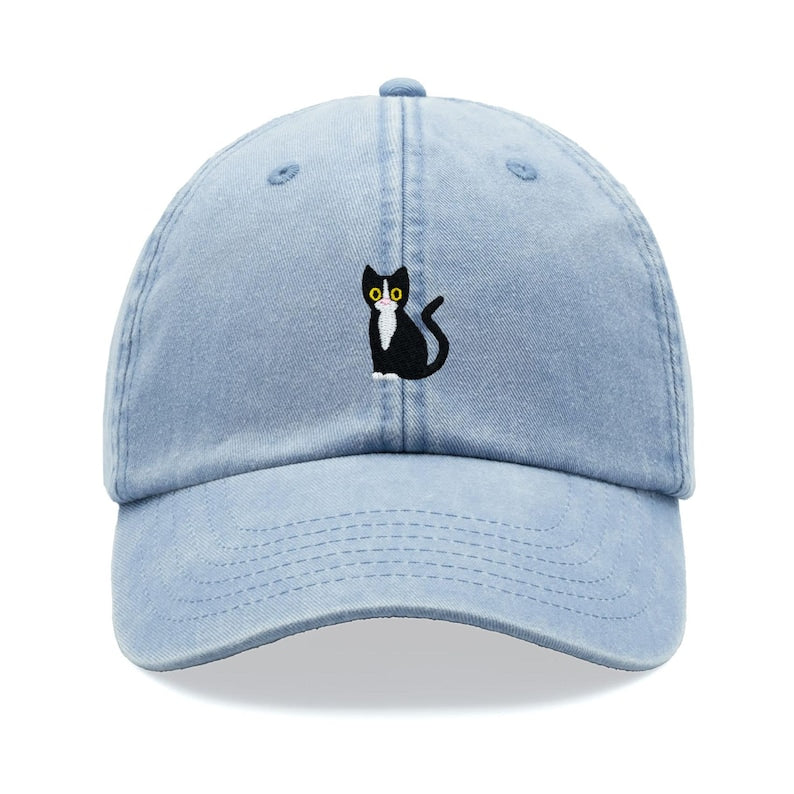 Black & White Tuxedo Cat Baseball Cap Vintage Washed Cotton Unisex Dad Hat Adjustable Funny Faded Sports Sun Summer Holiday Cat Lady Man