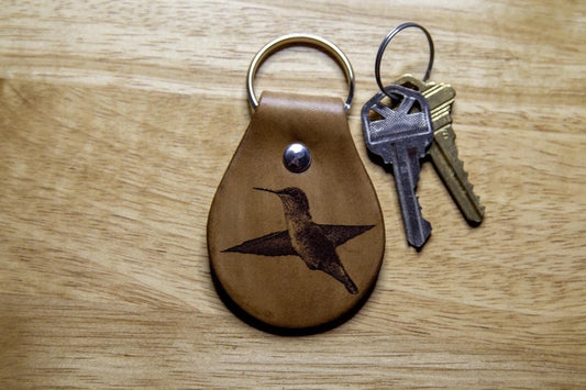 Hummingbird Leather Keychain