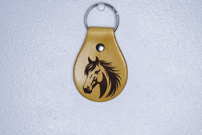 Horse Head Leather Keychain
