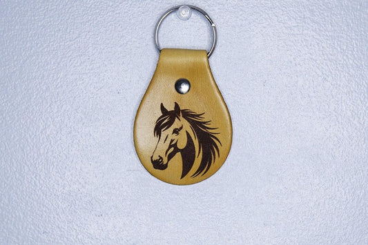 Horse Head Leather Keychain