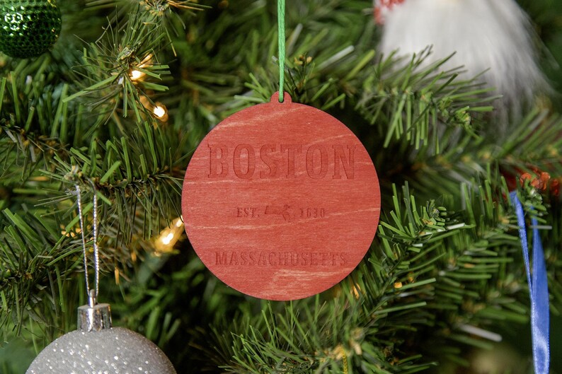 Boston Massachusetts 1630 Wood Ornament