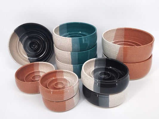 Three Tone Slow Feeder Handmade Ceramic Dog Bowl | Dog Feeder | Pottery | Puzzle Toy | Healthy Eating | Dog Dish