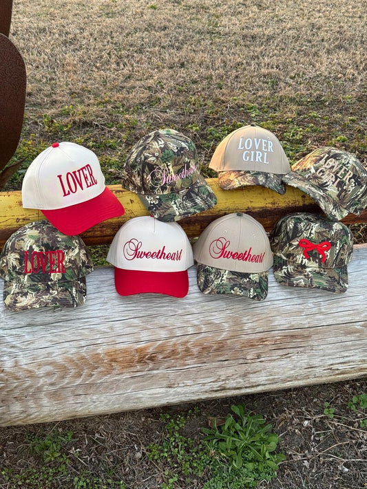 Sweetheart Two Tone Red Vintage Trucker Hat - Valentines Day Canvas Hat