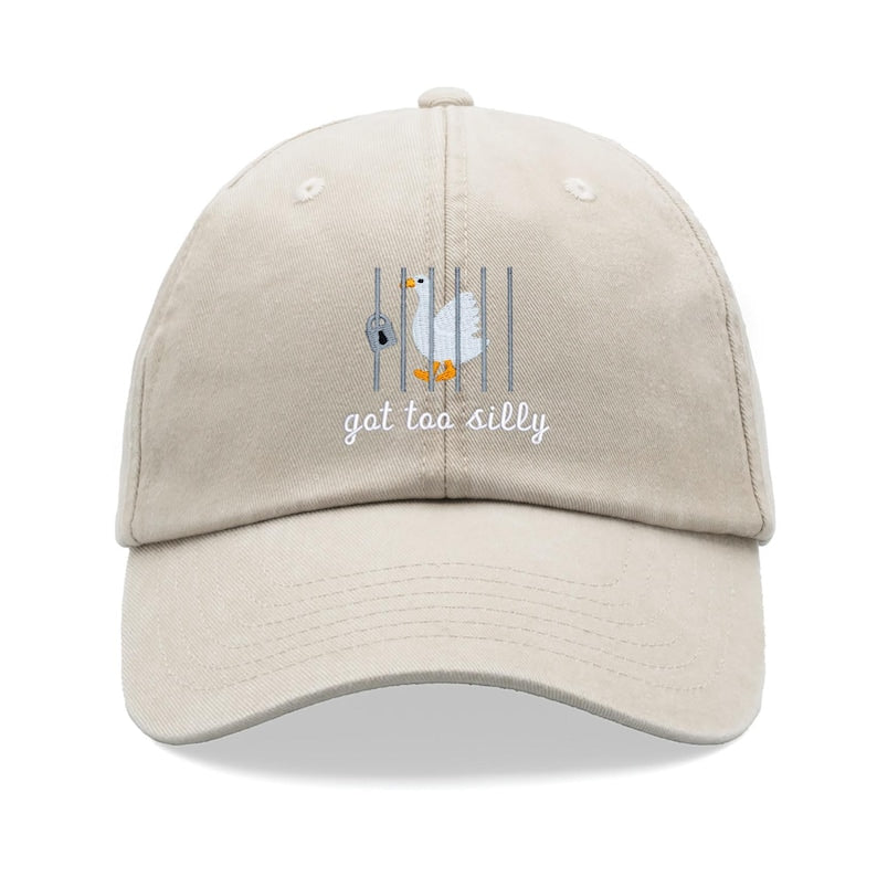 Goose Got Too Silly Baseball Cap Vintage Washed Unisex Dad Hat Adjustable Faded Sports Sun Summer Holiday Bird Watcher Farmer Funny Joke