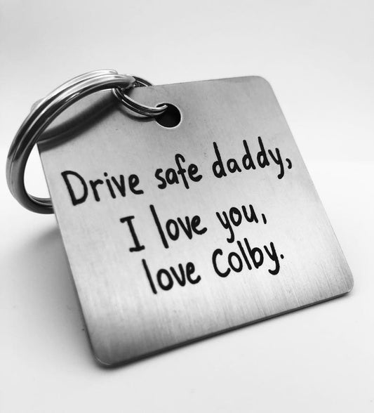 Your Handwriting Keychain - Your Design - Handwriting & Font Options - Personalized, Rectangle, Stainless Steel, Laser engraved Key Chain