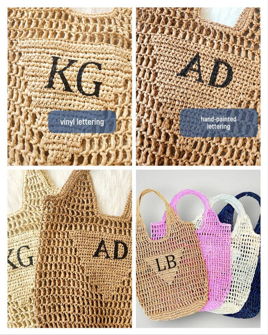 Personalized Straw Beach Bag Tote: Spring Break Bag, Beach Bachelorette Party Favor Girls Trip Idea