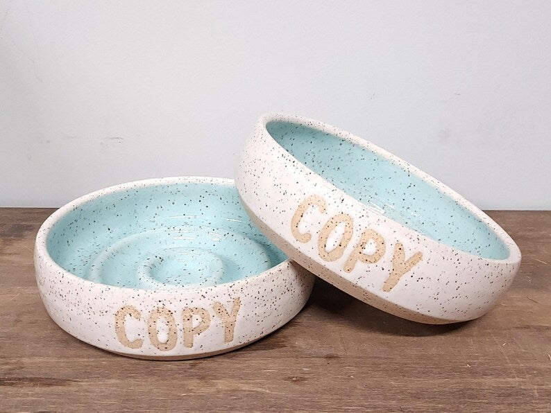 Personalized Slow Feeder Handmade Ceramic Cat Bowl | Custom Bowl | Custom Feeder Bowl | Customization | Pottery | Pet Feeder Bowl