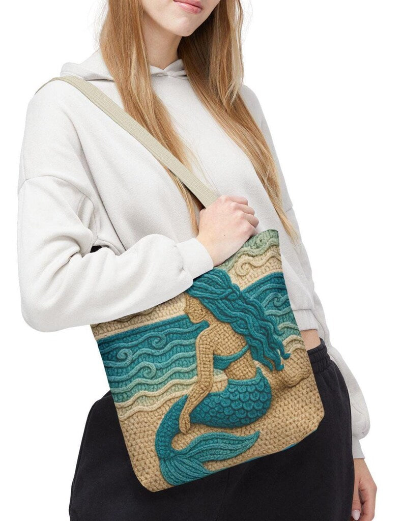 Boho Mermaid Beach Tote Bag, Ocean Lover Gift, Summer Bag, Beach Day Out, Mermaid Core, Mothers Day gift, Beachy Gift for Mom, vacation bag