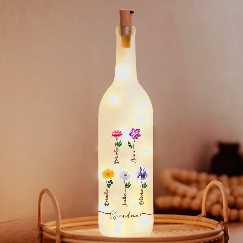Grandma Gifts, Personalized Grandma Bottle Lamp, Mothers Day Gifts, Gifts For Grandma Birthday, Grandma Birthday Gifts, Grandma Night Light