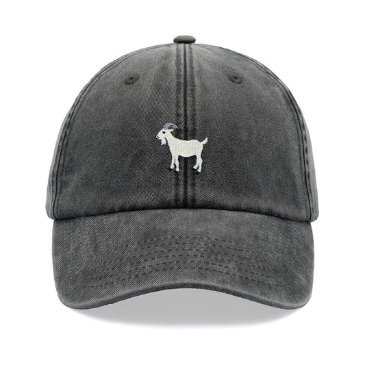 Goat White Baseball Cap Vintage Washed Unisex Dad Hat Adjustable Faded Sports Sun Summer Holiday Farm Farmer Funny Greatest Of All Time