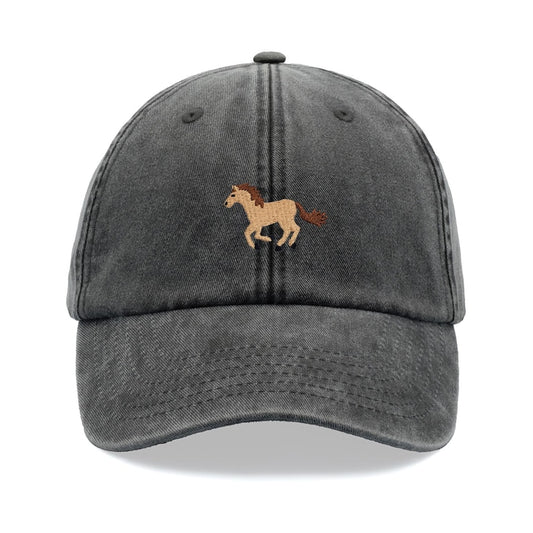 Horse Running Brown Baseball Cap Vintage Washed Unisex Dad Hat Adjustable Faded Sports Sun Summer Holiday Funny Riding Show Jumping