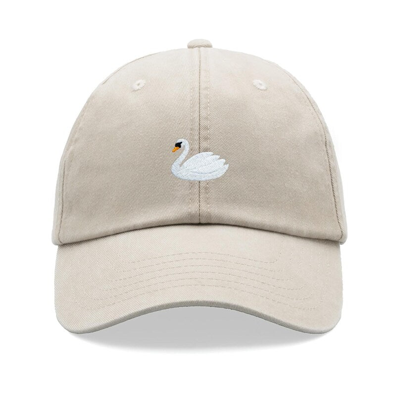 White Swan Baseball Cap Vintage Washed Cotton Unisex Dad Hat Adjustable Funny Faded Sports Sun Bird Summer Holiday Funny