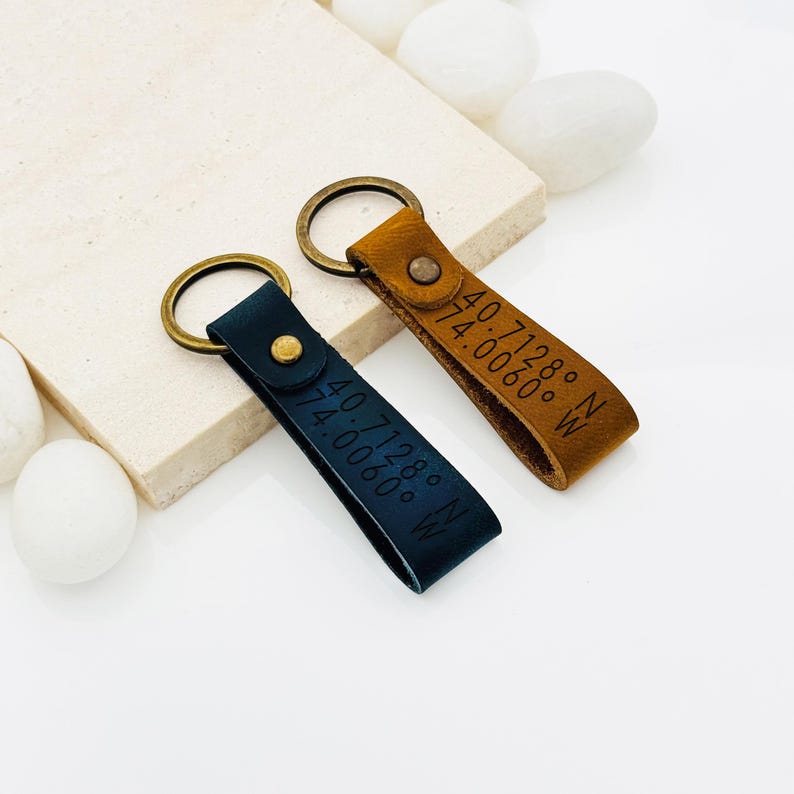 Personalized Crazy Horse Leather Keychain • Laser Engraved