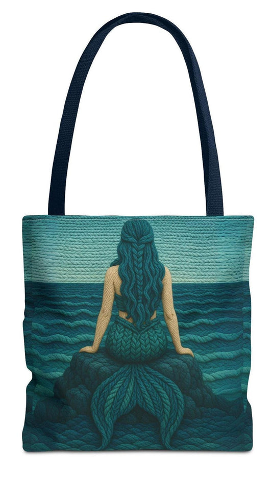 Mermaid Tote Bag Coastal Beach Bag Ocean Inspired Tote, Nautical Shopping Bag Gift for Her, Large Small Everyday Bag, Ocean Lover Gift
