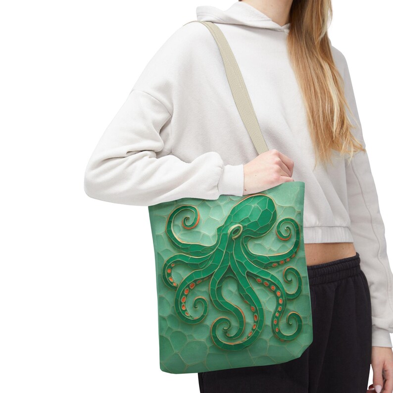 Coastal Octopus Tote Bag, Beach Tote Ocean Bag, Nautical Sea Life Bag, Coastal Market Tote, Ocean Lover Gift, Summer Beach Bag
