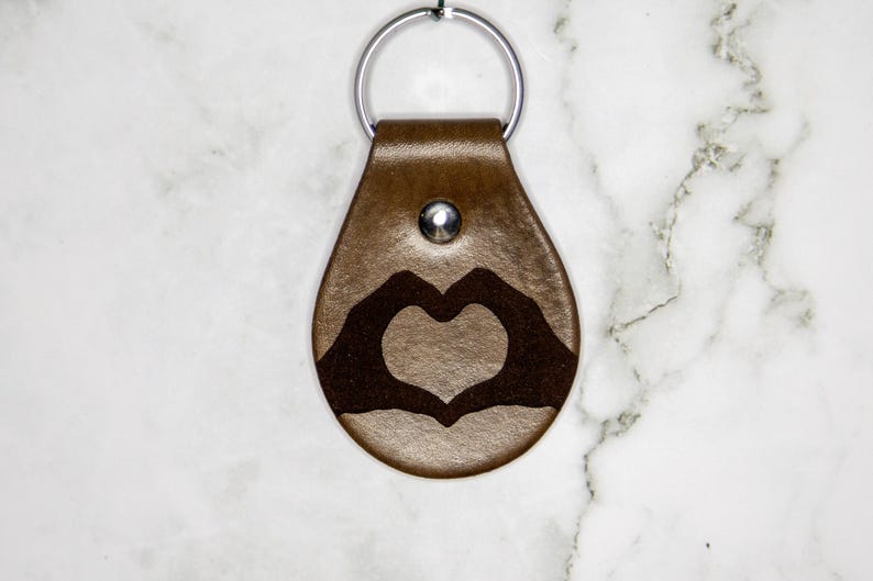 Heart Hands Leather Keychain