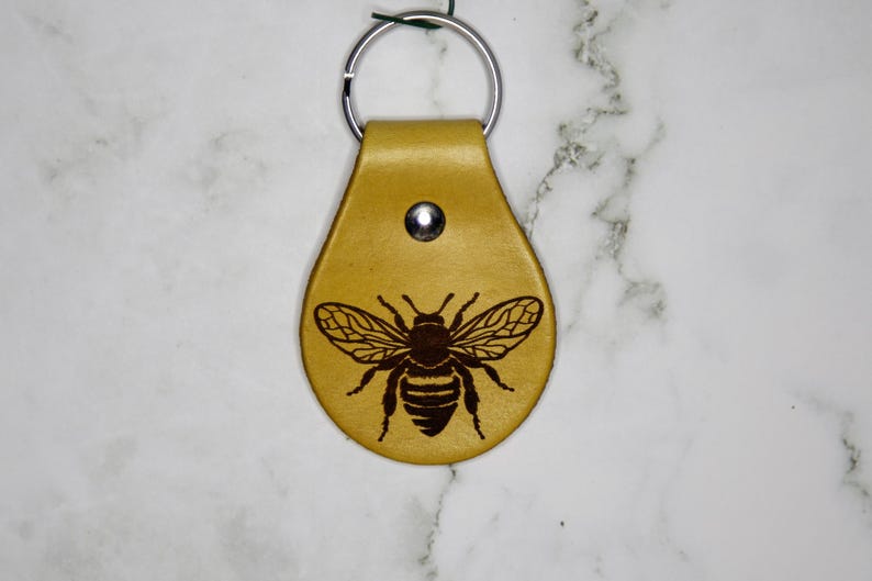 Honey Bee Leather Keychain