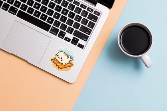 Kawaii Beach Seal Sticker: Waterproof Vinyl Decal