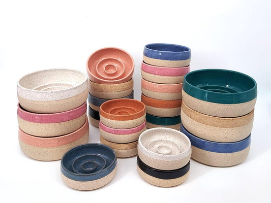 Slow Feeder 1/3 Dip Handmade Ceramic Dog Bowl | Puzzle Toy | Pet Feeder | Pottery | Healthy Eating | Dog Dish