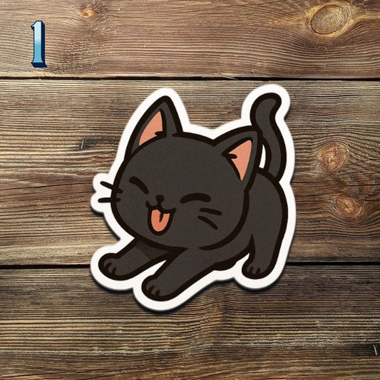 Black Cat Sticker Set: Kawaii Kitty Waterproof Vinyl Stickers